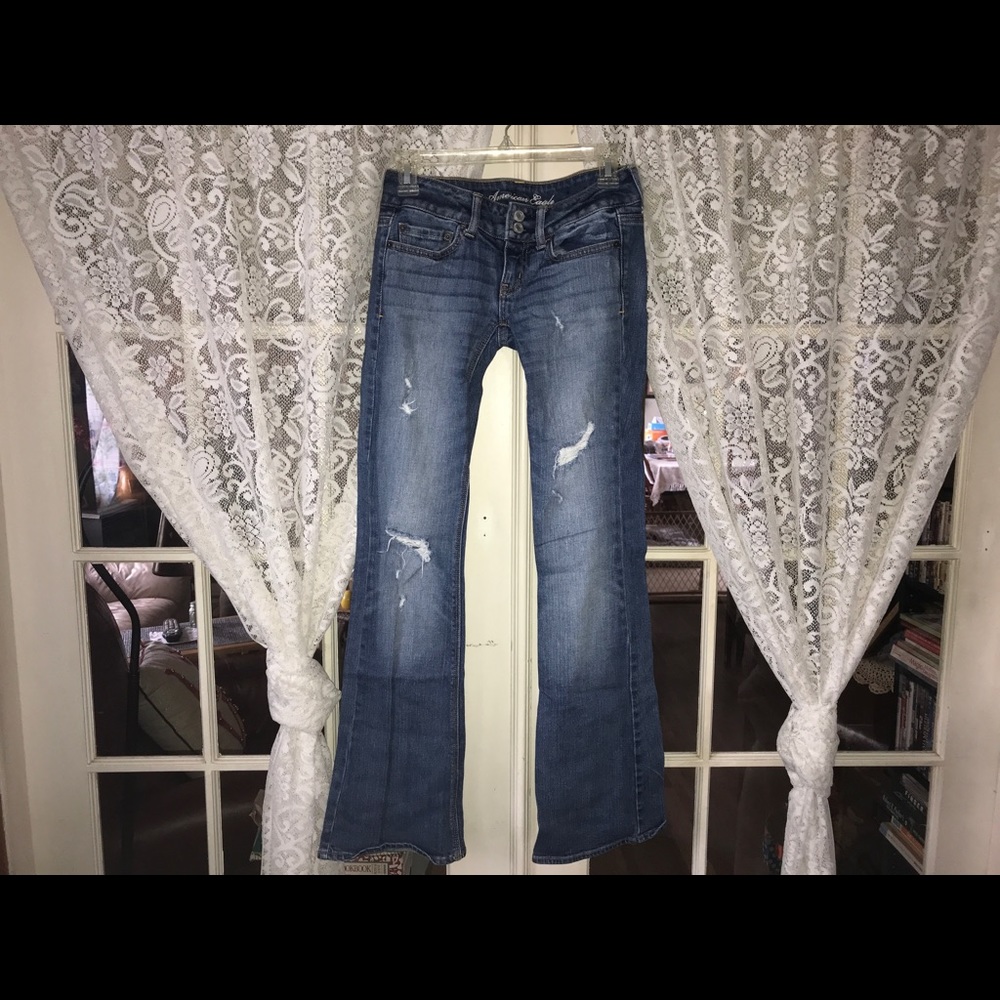 American Eagle Dark Blue & Ripped Artist Jeans (0)